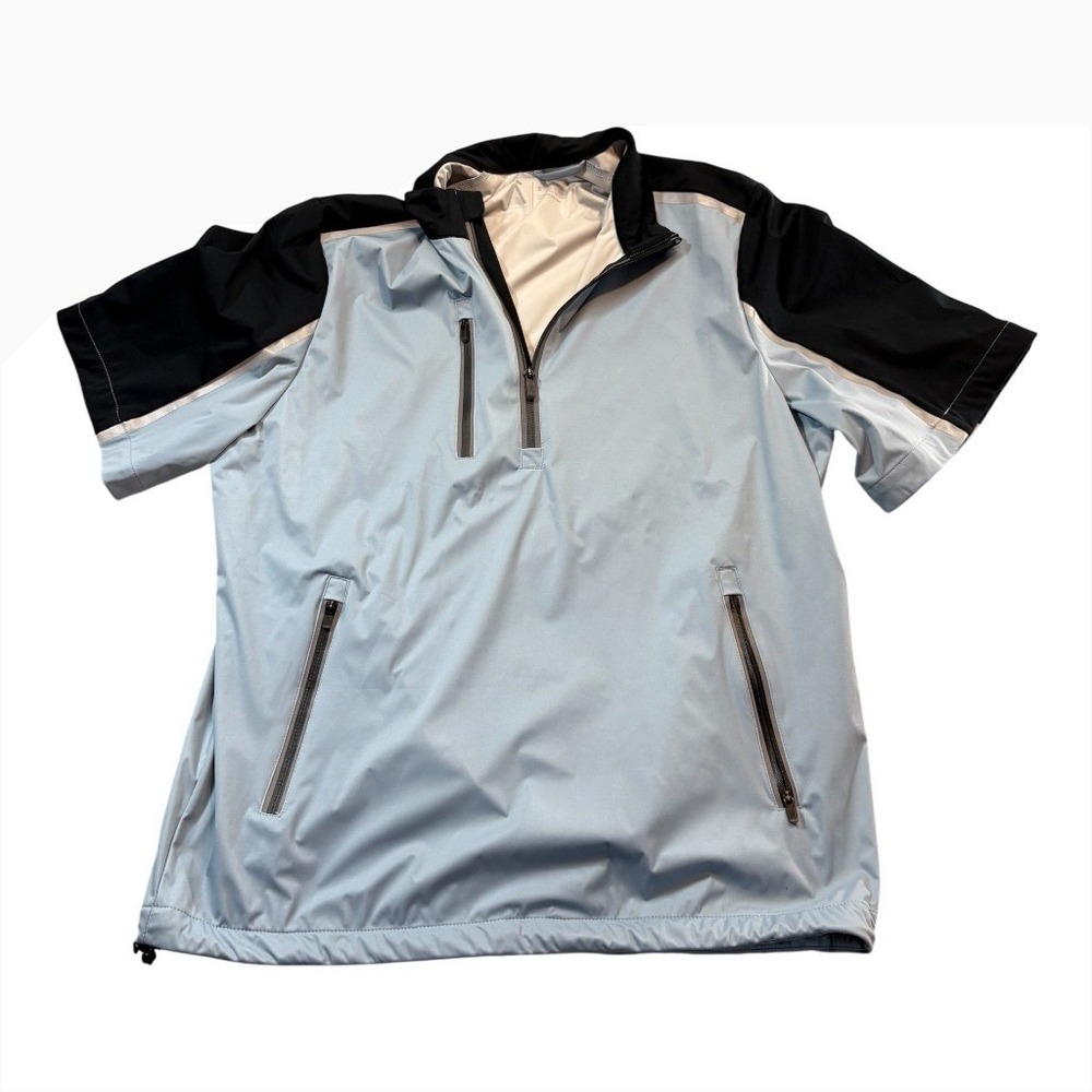 Above The Links Elite Mens Golf Wind Shirt Small Blue Black 1/4 Zip
